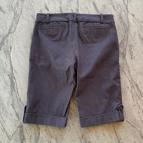 Mid Rise Waist Soho Work Chino Gray Cuffed Shorts - Picture 3 of 5